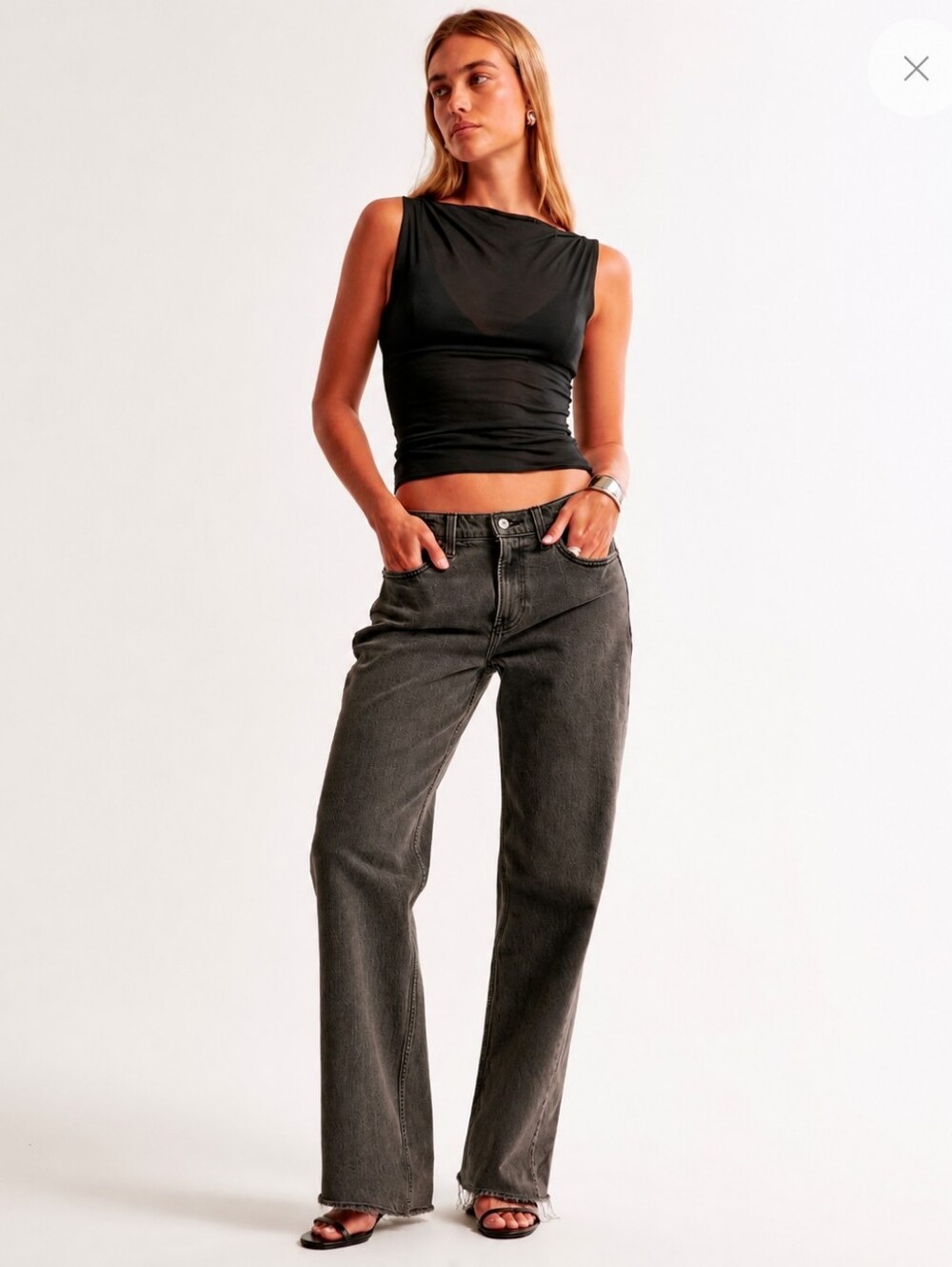 ❤️ NWT! ABERCROMBIE & FITCH CURVE LOVE BAGGY WIDE LEG LOW RISE JEANS, 4S (27 S)